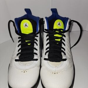 Jordan White and Black Sneakers with Blue Accents